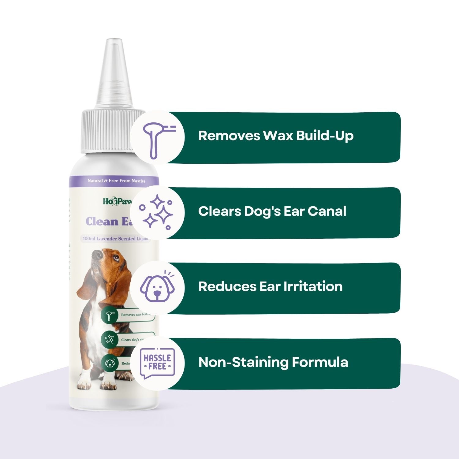 HoliPaw Clean Ears dog ear cleaner benefits, cleans waxy dog ears, removes dogs ears smell