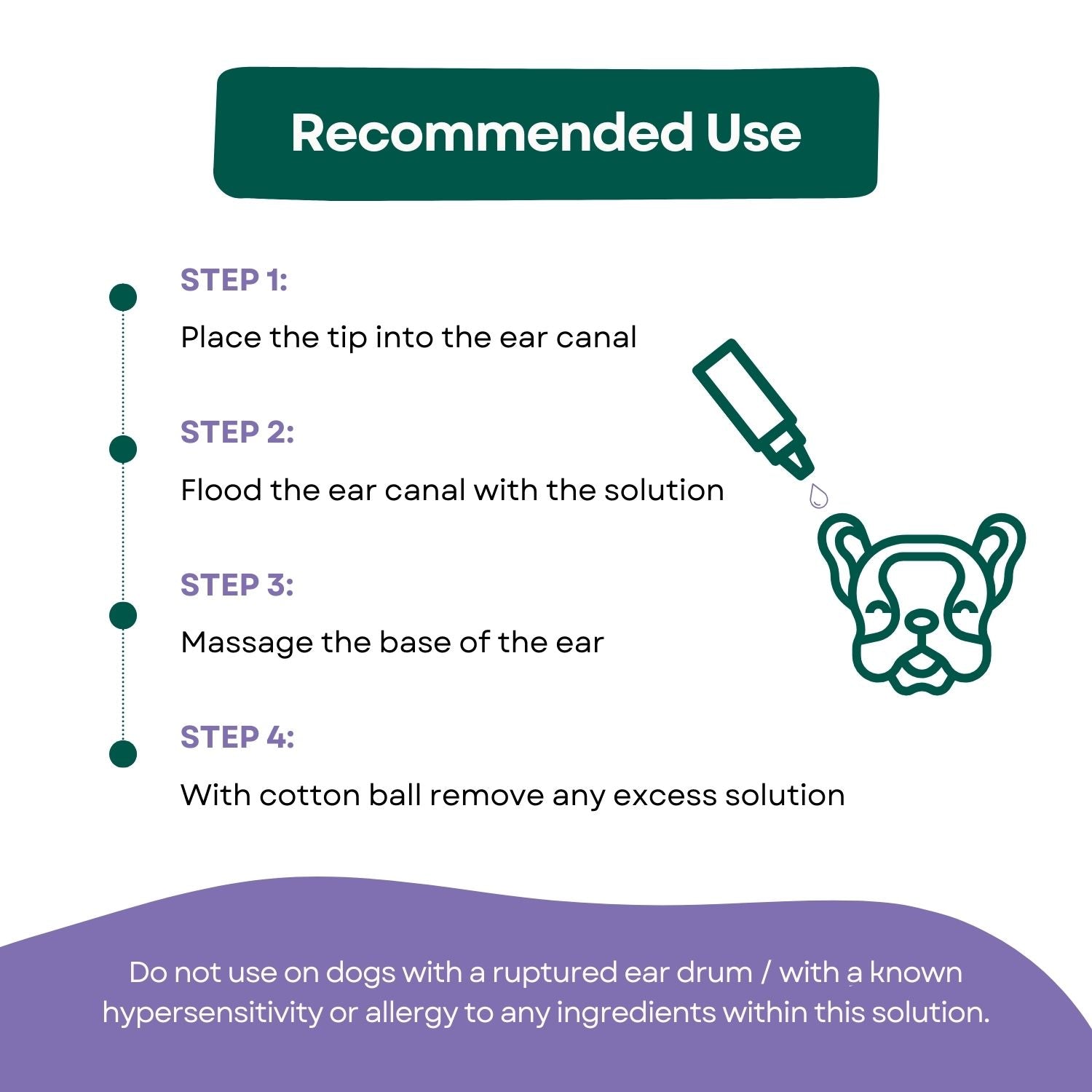 Clean Ears Dog Ear Cleaning Liquid recommended use, instruction how to clean a dogs ears