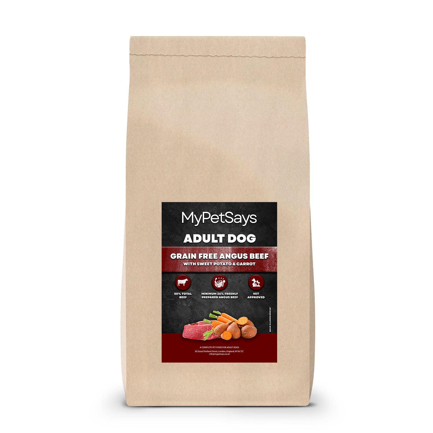 Grain Free Dog Food - Angus Beef with Carrot 15kg Bag