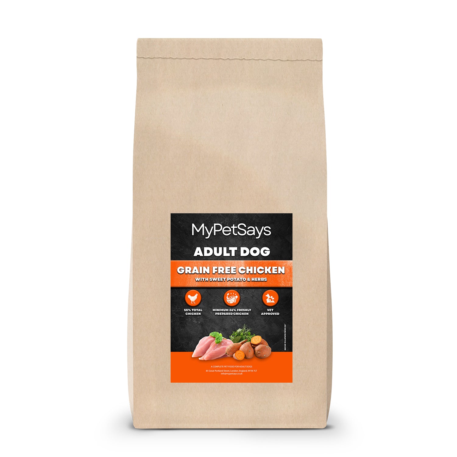 Grain Free Dog Food - Chicken, Sweet Potato & Herbs 15kg bag