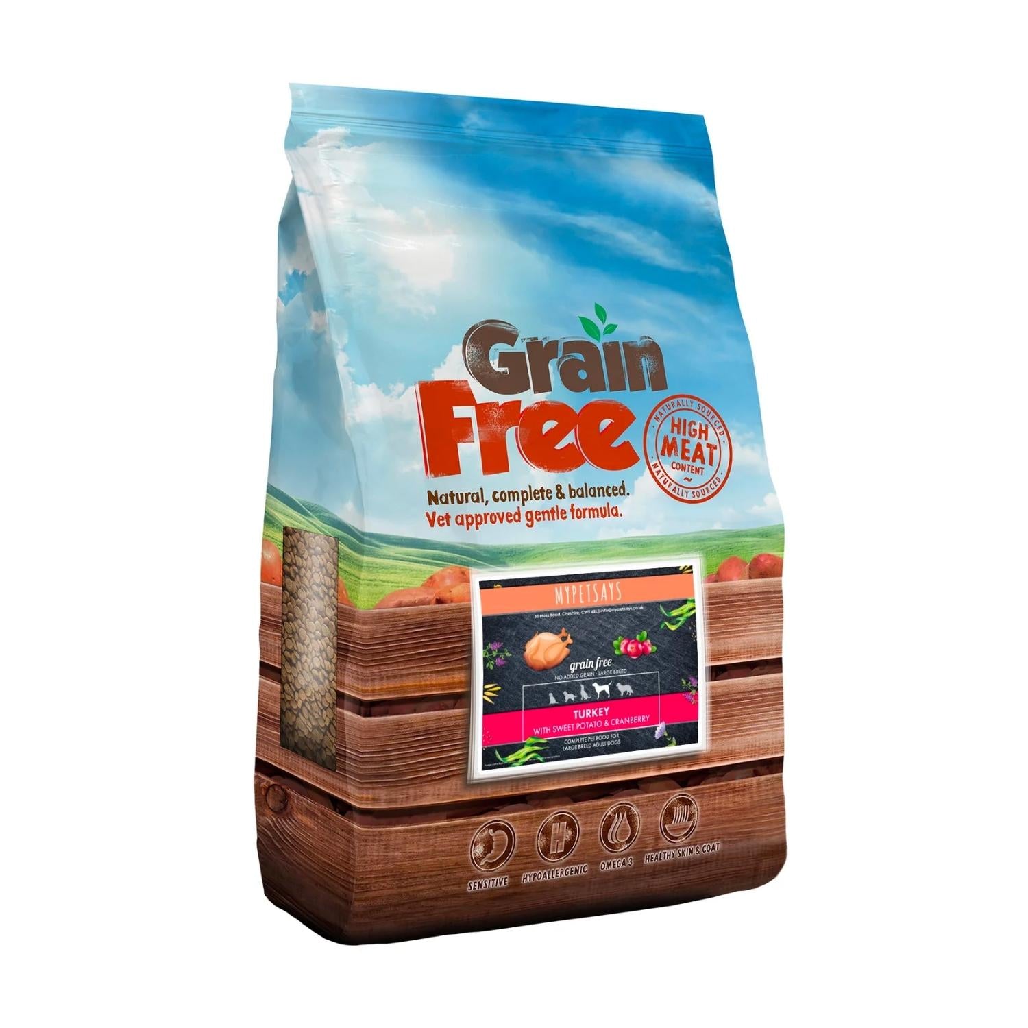 Grain Free Dog Food Large Breed Turkey Sweet Potato Cranberry