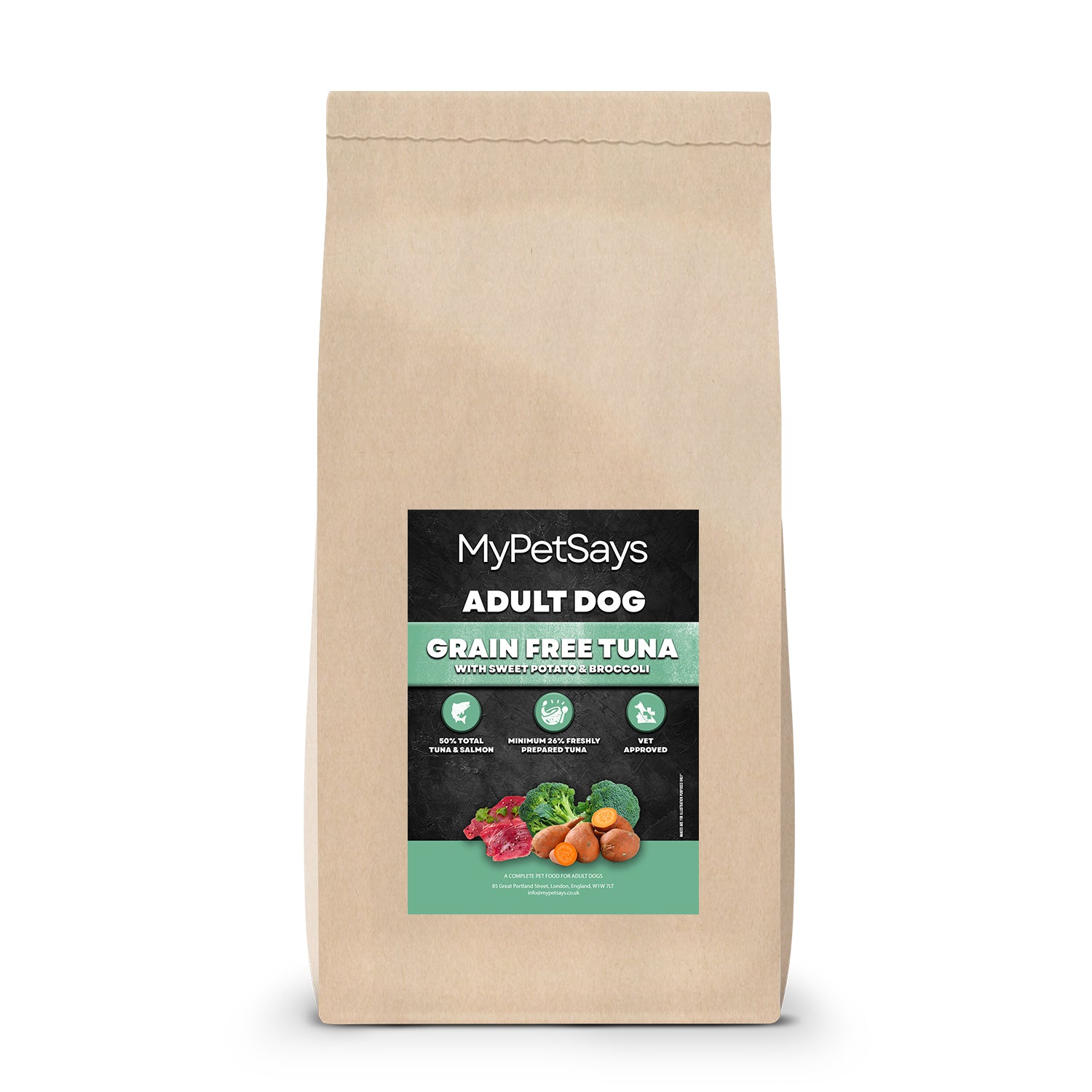 Grain Free Dog Food - Tuna with Salmon, Sweet Potato & Broccoli 15kg Bag