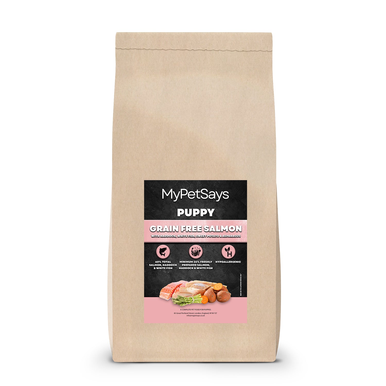 Grain Free Puppy Food - Salmon & Haddock with Sweet Potato & Asparagus 15kg bag