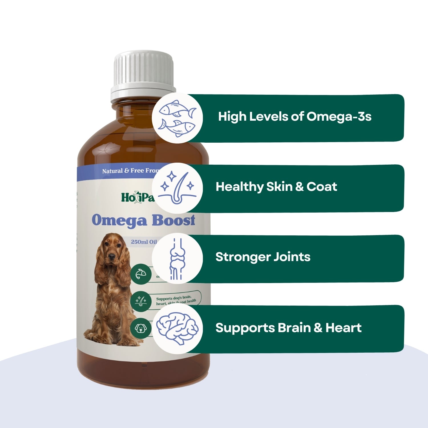 HoliPaw Omega Boost Fish oil for dogs benefits, Supplement for shiny coat, healthy skin and immune support