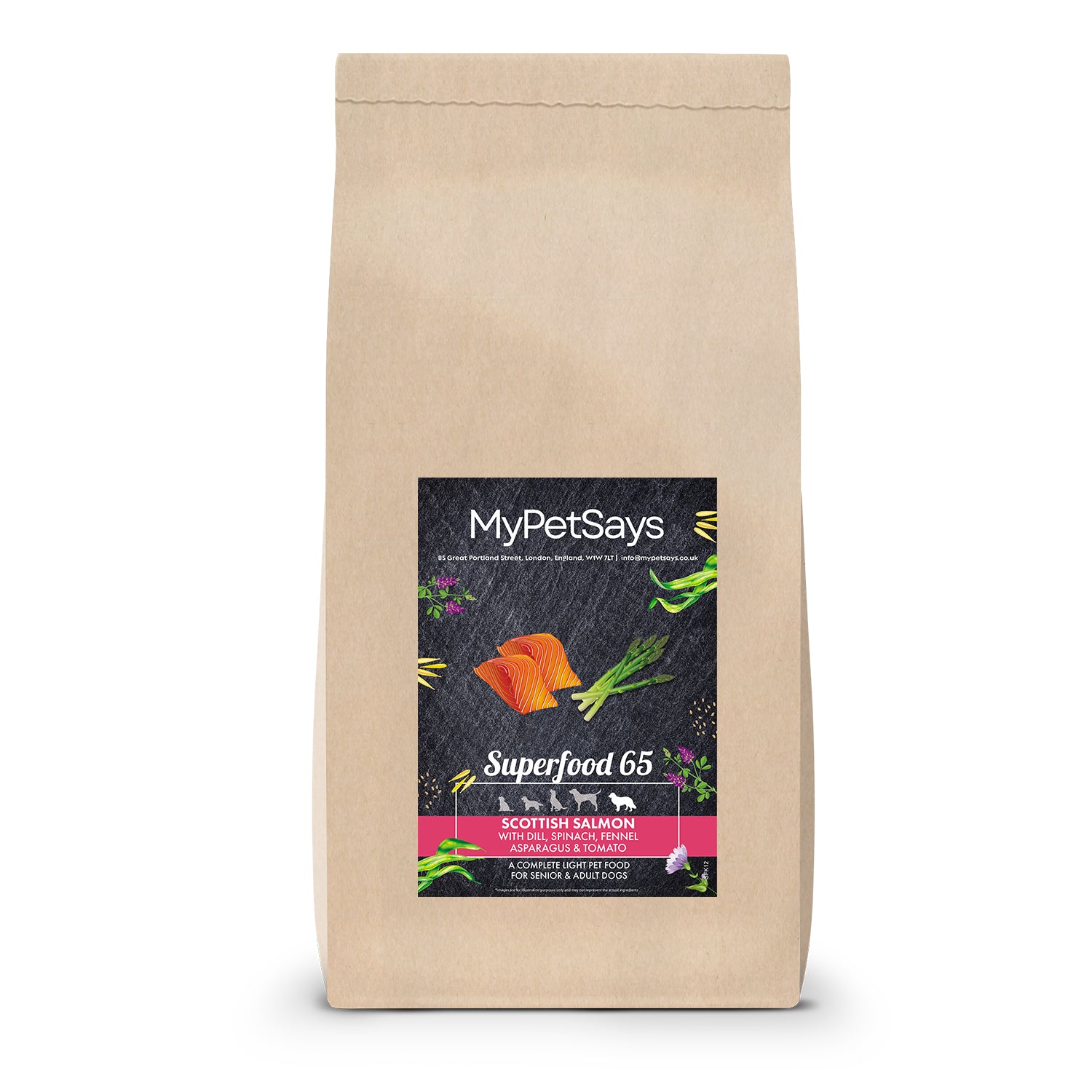 Superfood 65 Adult and Senior Light Dog Scottish Salmon 15kg bag