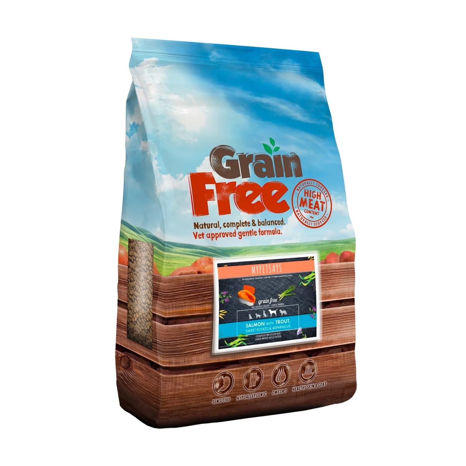 Grain Free Large Breed Dog Food- Salmon with Trout, Sweet Potato & Asparagus