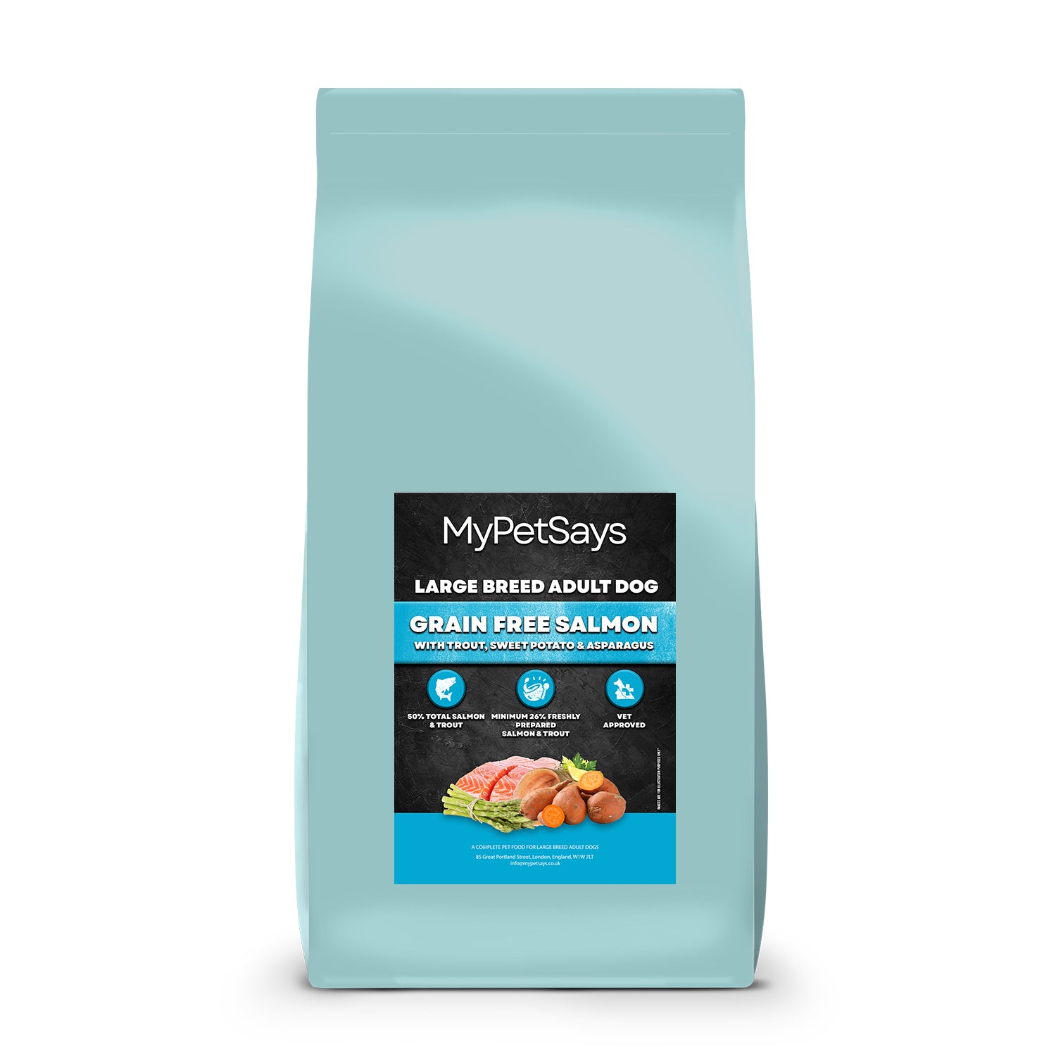 Grain Free Large Breed Dog Food-  Salmon with Trout, Sweet Potato & Asparagus