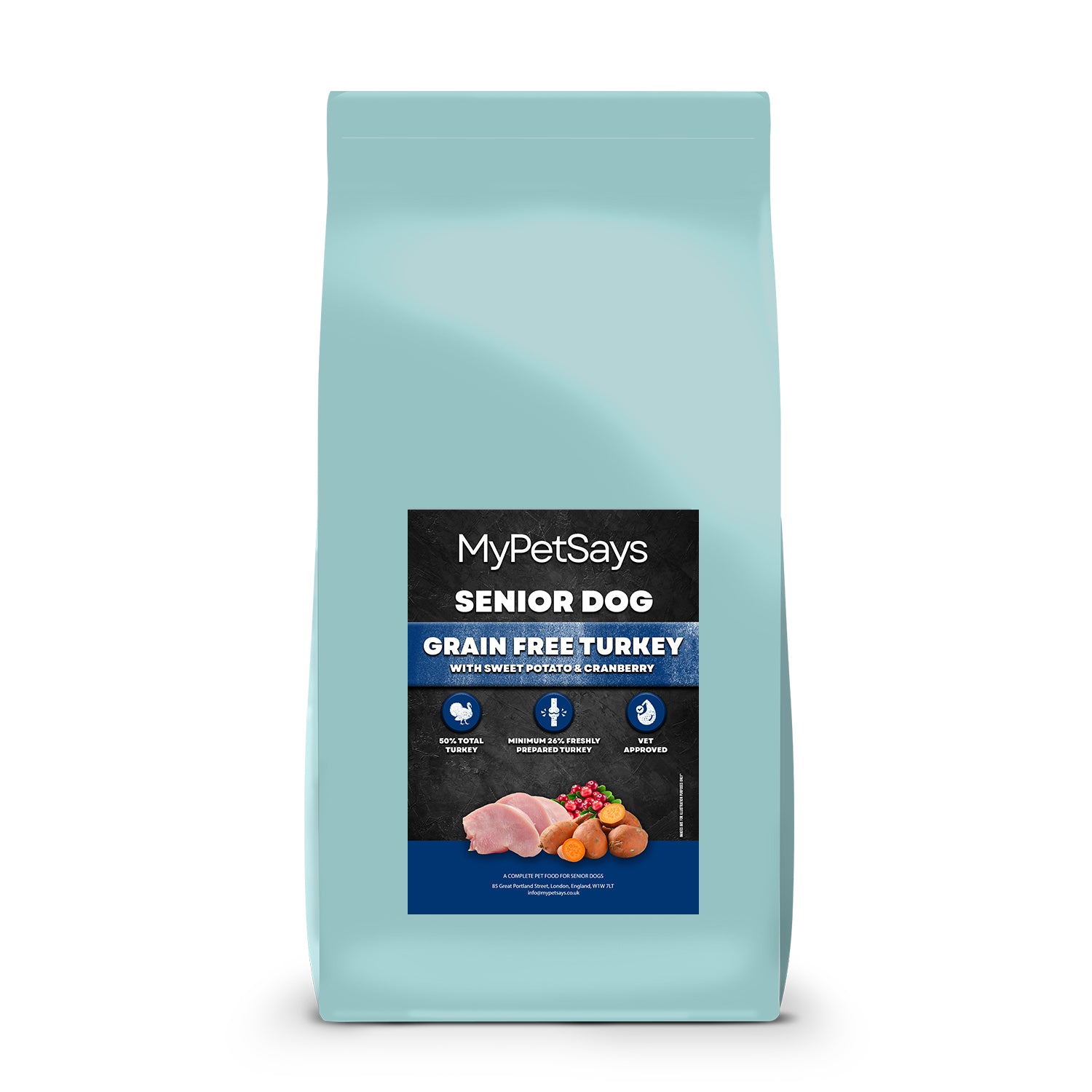 Grain Free Senior Dog Food - Turkey, Sweet Potato and Cranberry