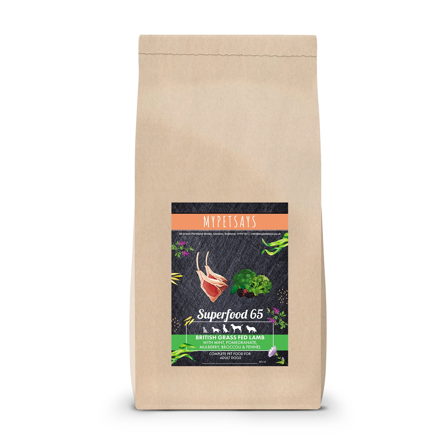 Superfood 65 Adult Dog Food - British Grass Fed Lamb 15g Bag
