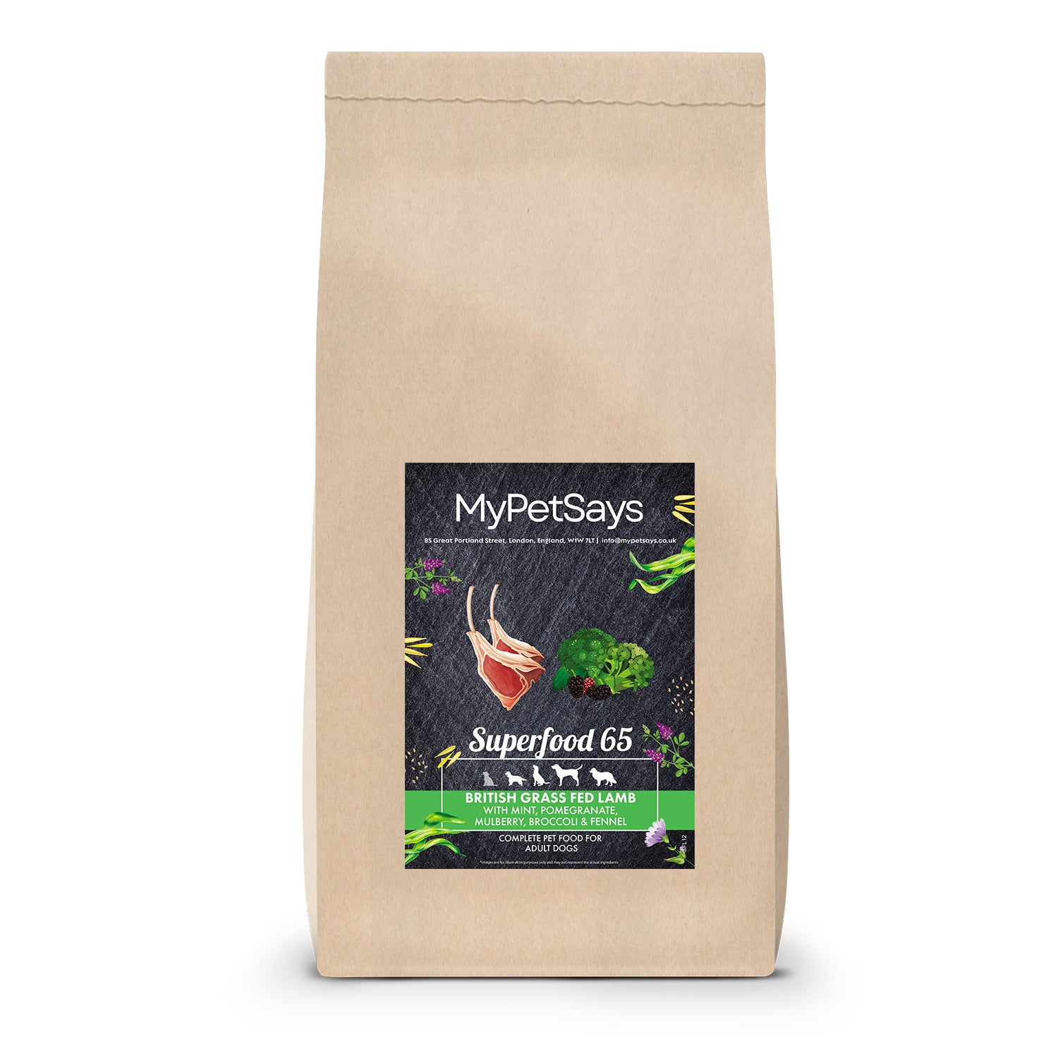 Superfood 65 Adult Dog Food - British Grass Fed Lamb 15g Bag