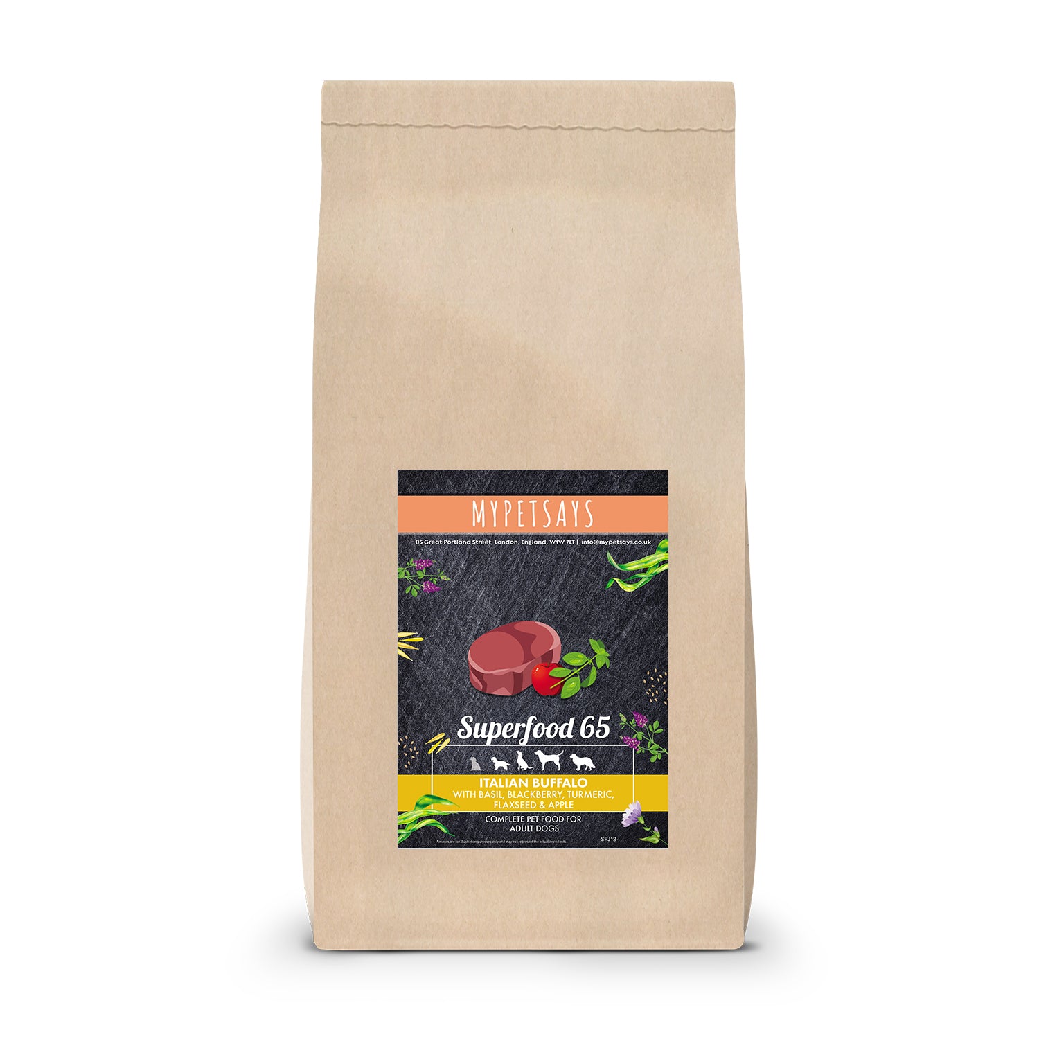 Superfood 65 Adult Dog Italian Buffalo, Lamb & Beef 15kg bag