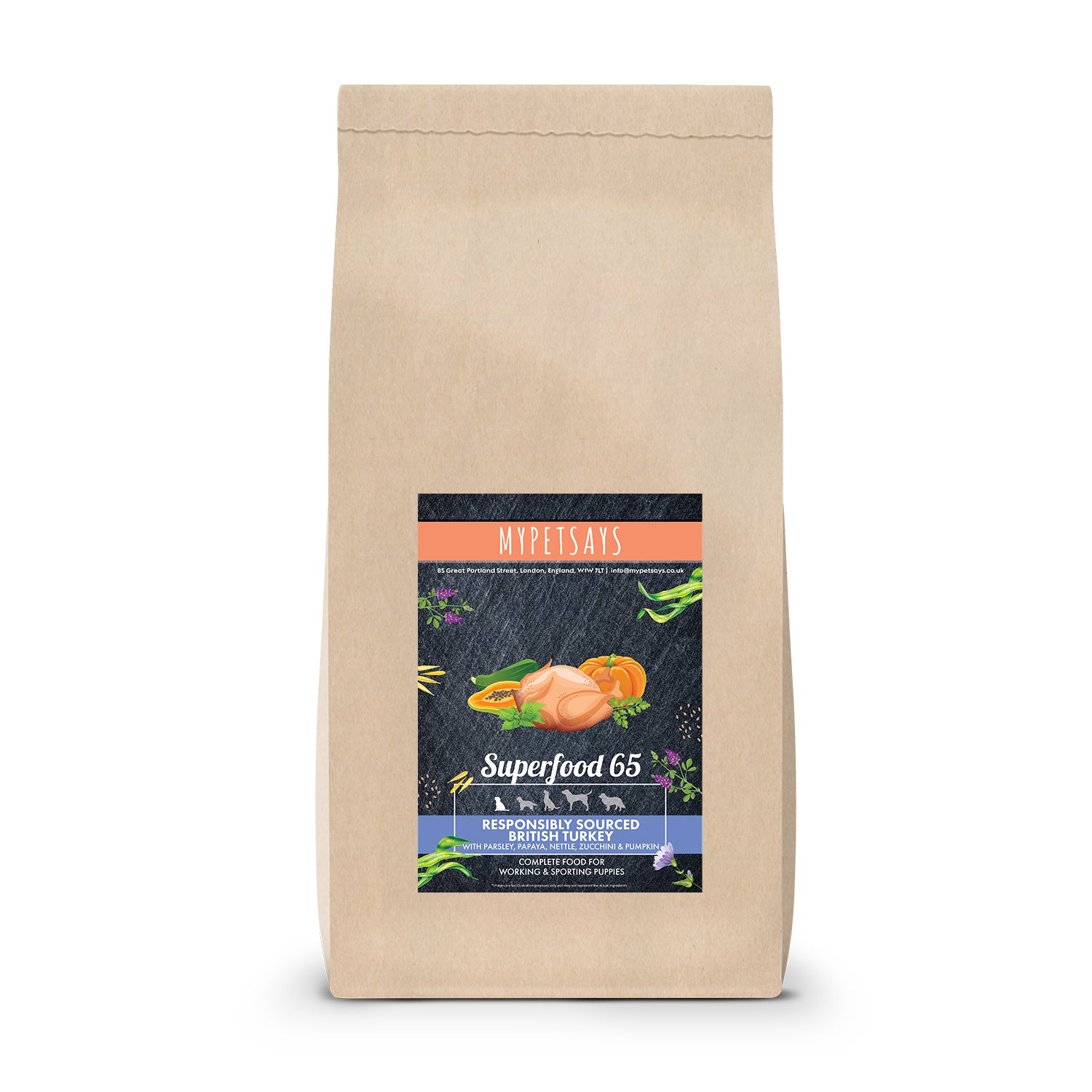 Superfood 65 Puppy Food - Responsibly Sourced British Turkey & Pork Working dog