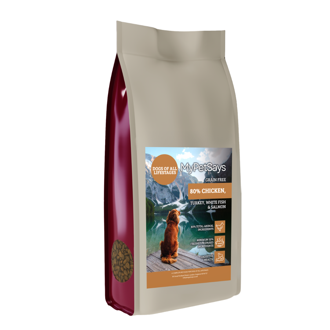 Wilderness 80 Grain Free Dog Food For All Lifestages -  Chicken, Turkey, White Fish & Salmon
